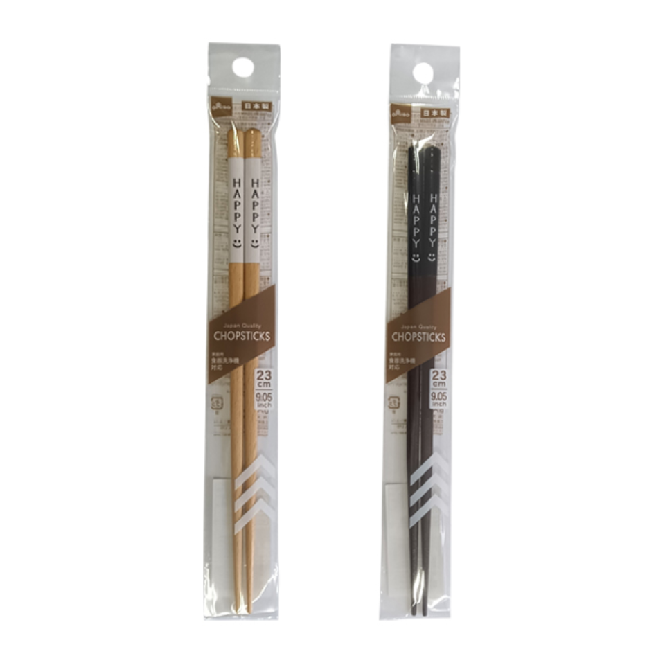 Japanese Made Wakasa Lacquer Chopsticks Happy Smile Design 23cm