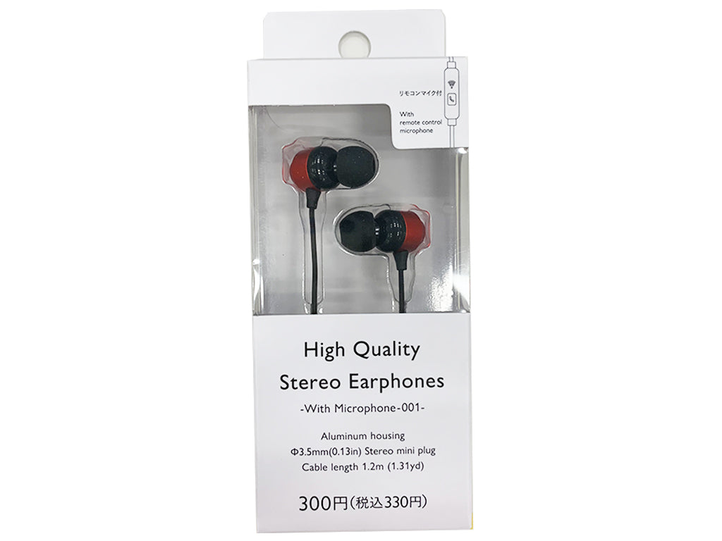 High Quality Stereo Earphones with Microphone Red 001