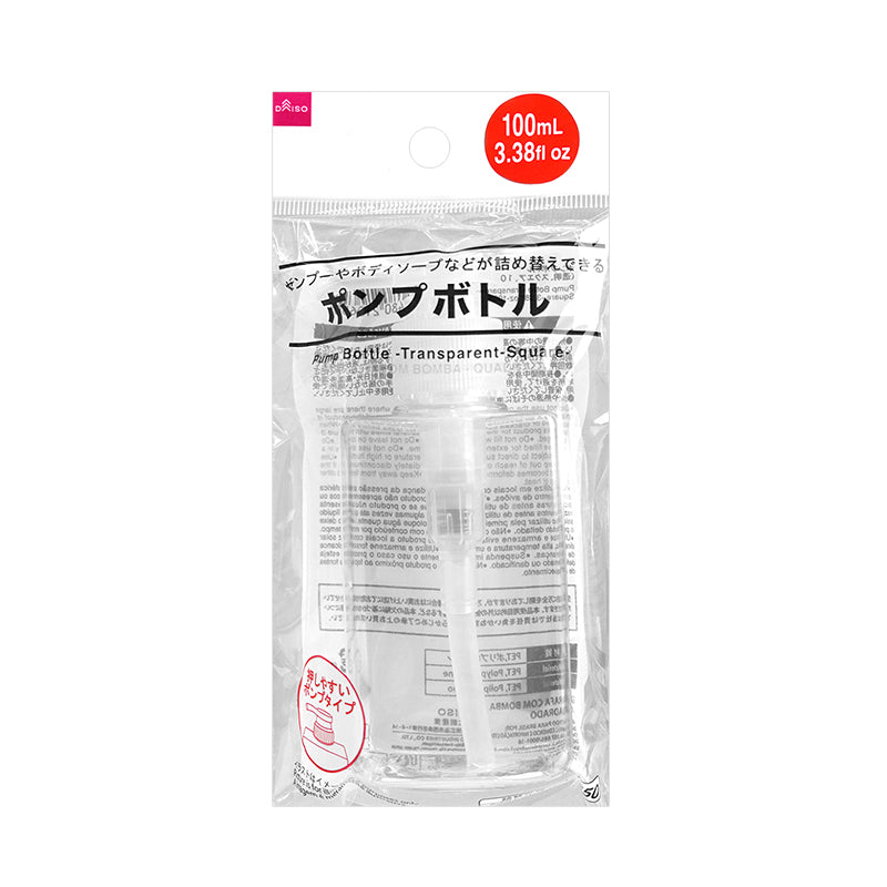 Pump Bottle Transparent Square 100ml