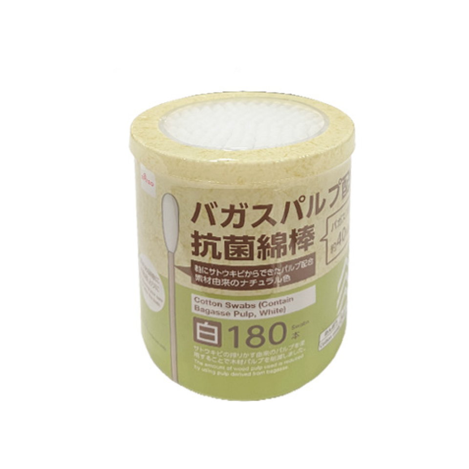 Antibacterial Cotton Swab Bagasse Pulp White 180 Swabs