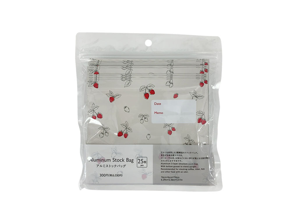 Aluminum Stock Bag Strawberry Pattern 16cm x 6cm x 14cm