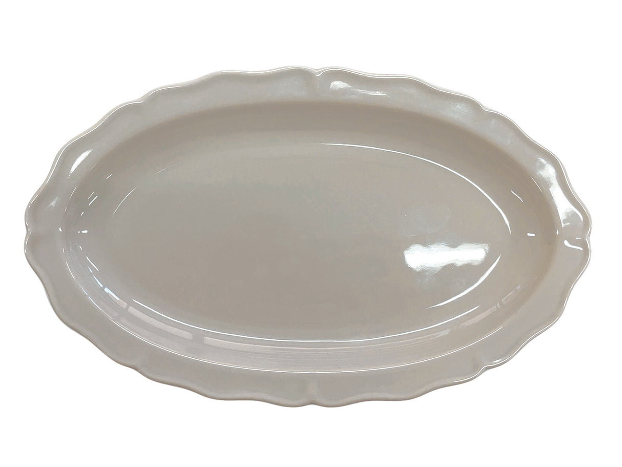 Oval Plate Flower Shape Grey 23cm