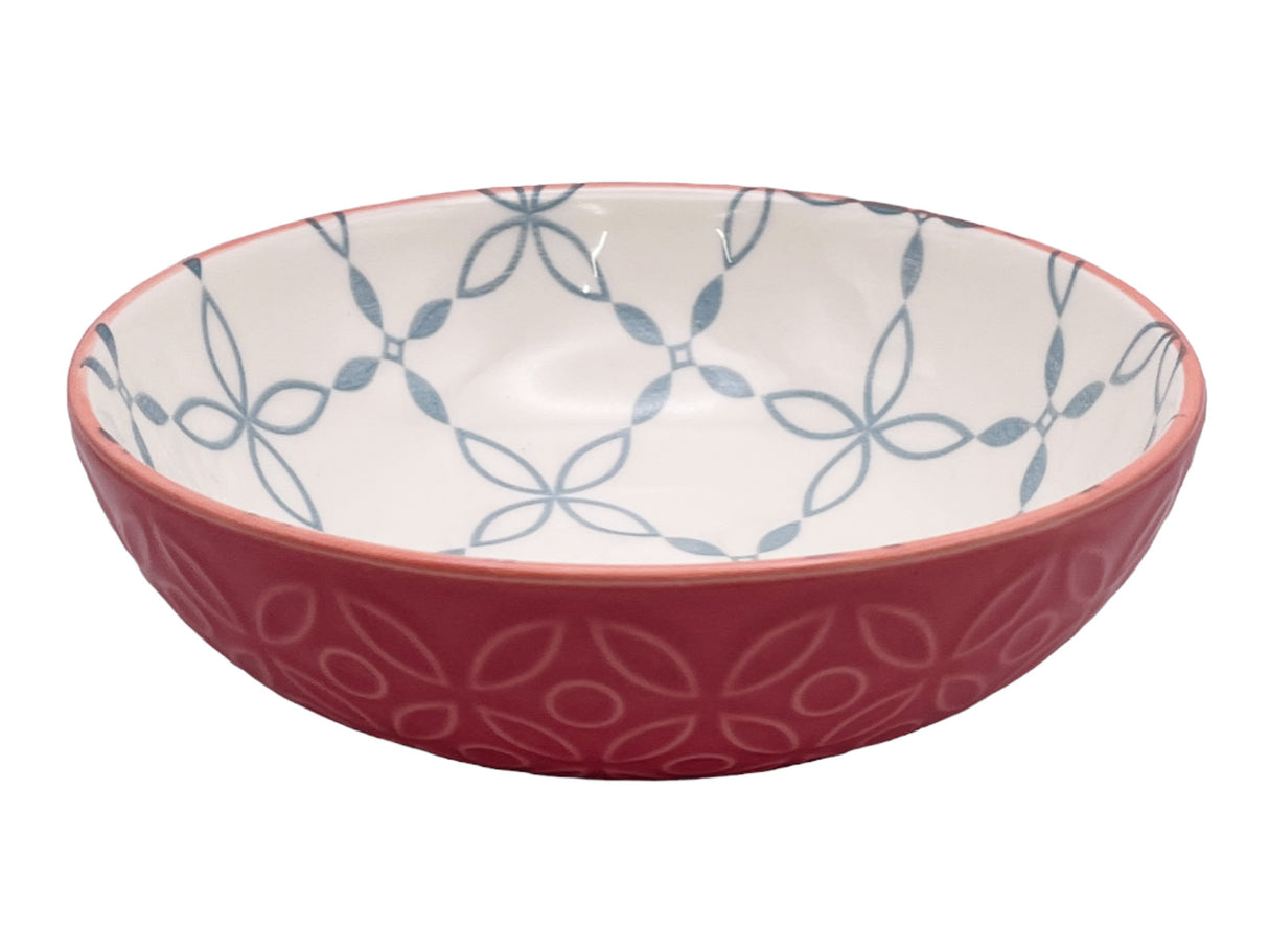 Shallow Bowl Colorful Pattern Flower Cross 13cm