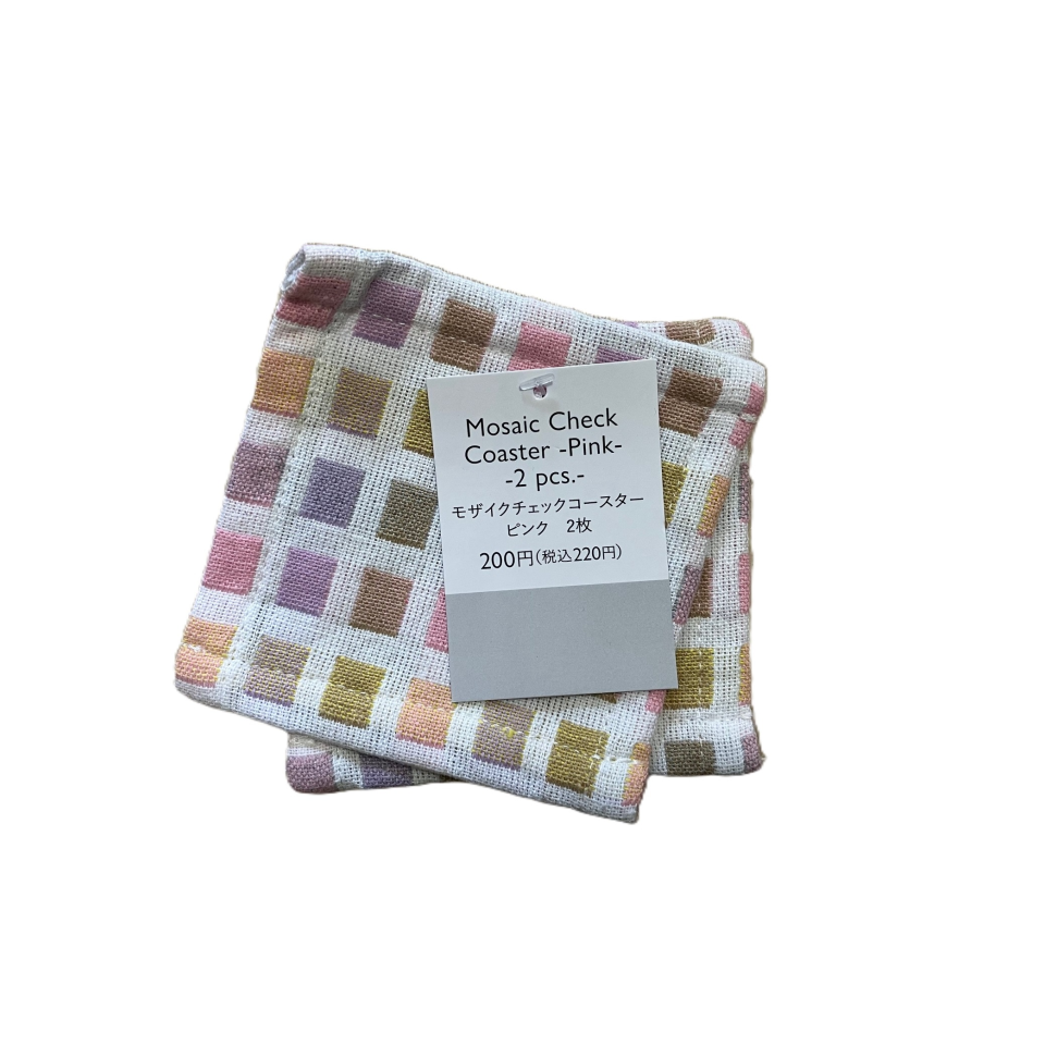 Mosaic Check Coaster Pink
