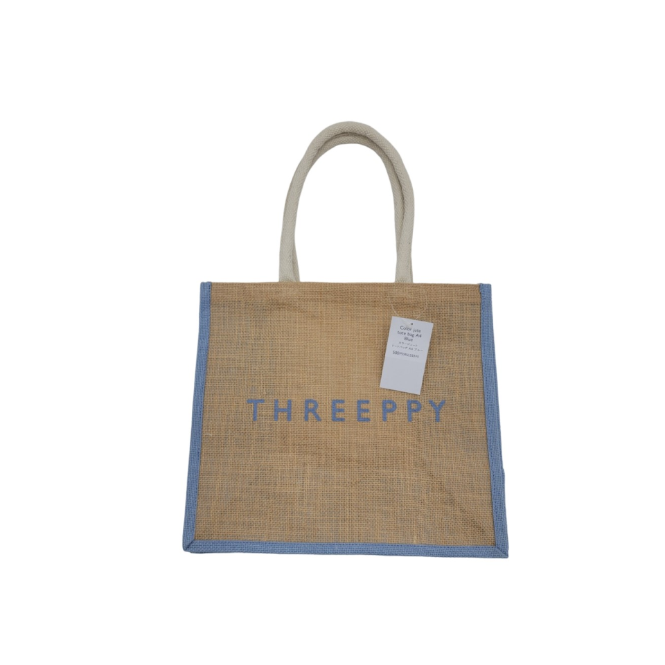 Color Jute Tote Bag A4 Blue