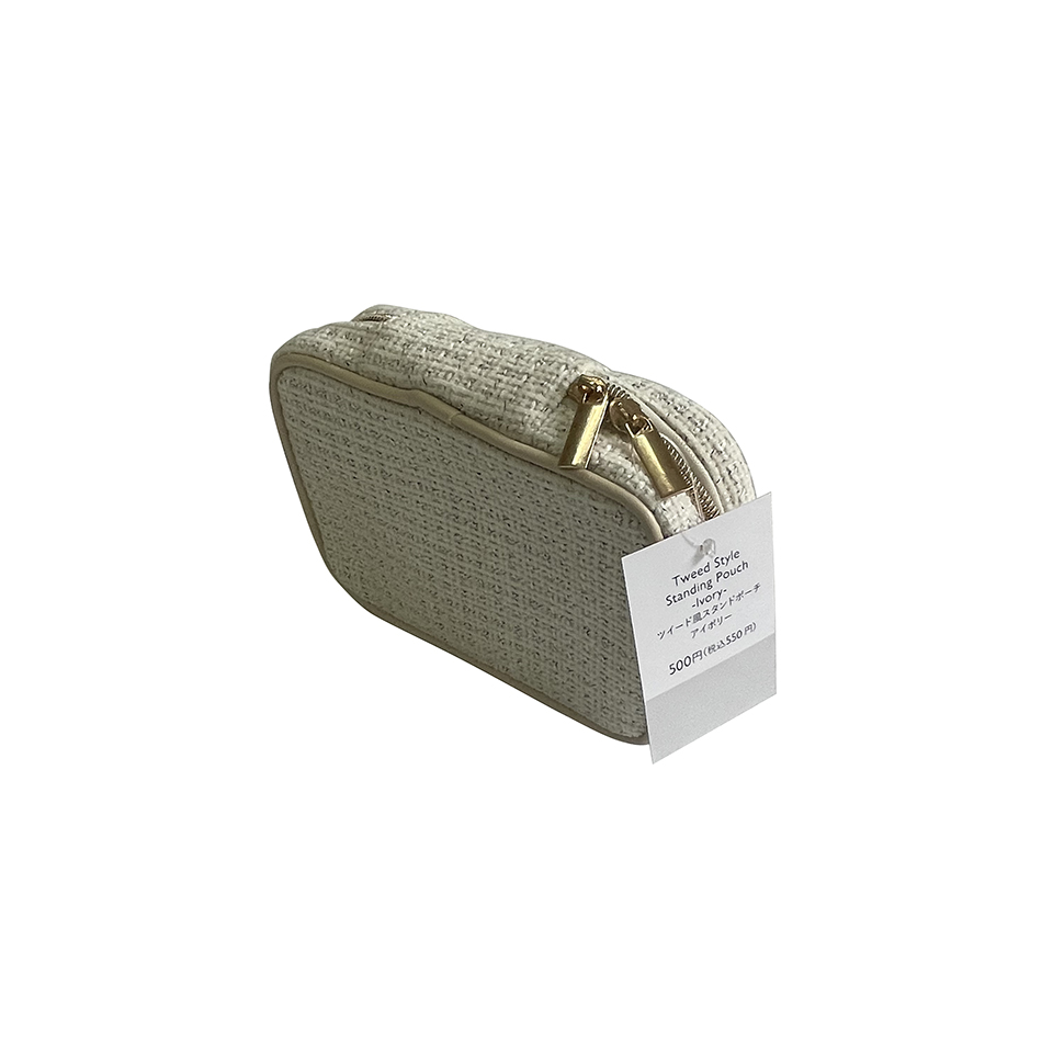 Tweed Style Standing Pouch Ivory