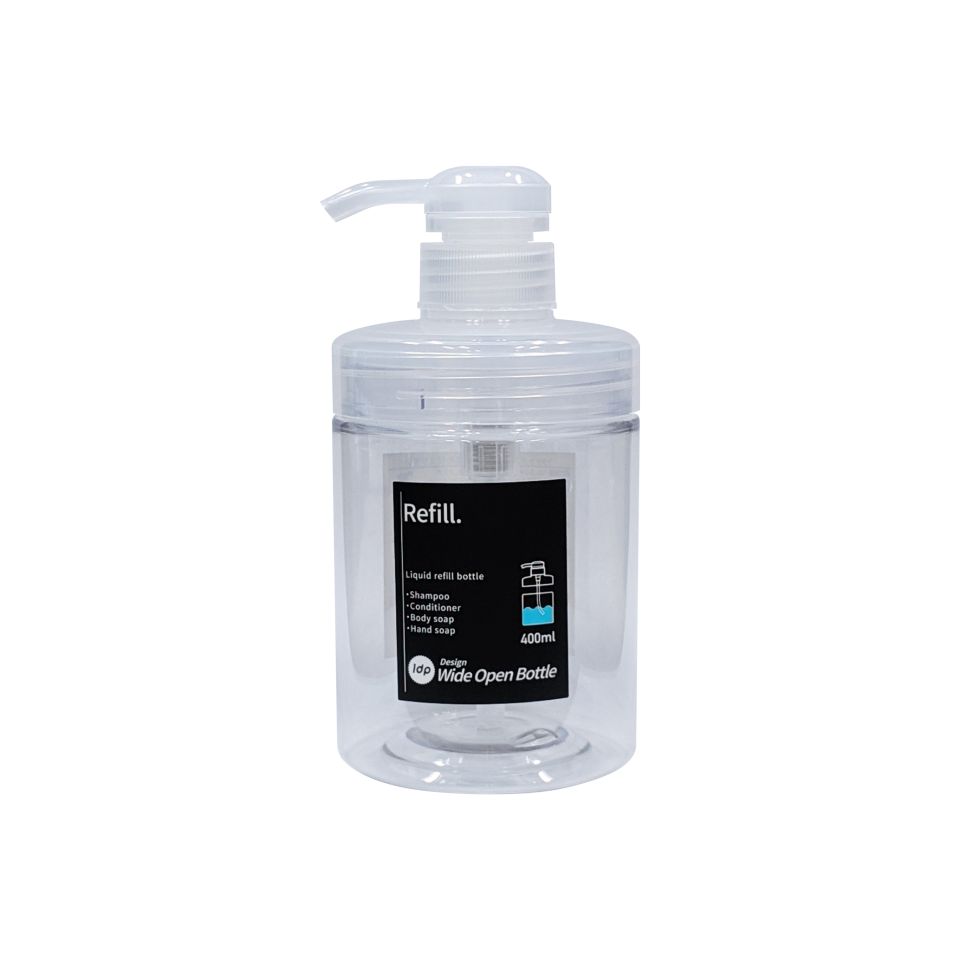 1DP Wide Mouth Pump Bottle 400ml Round Clear