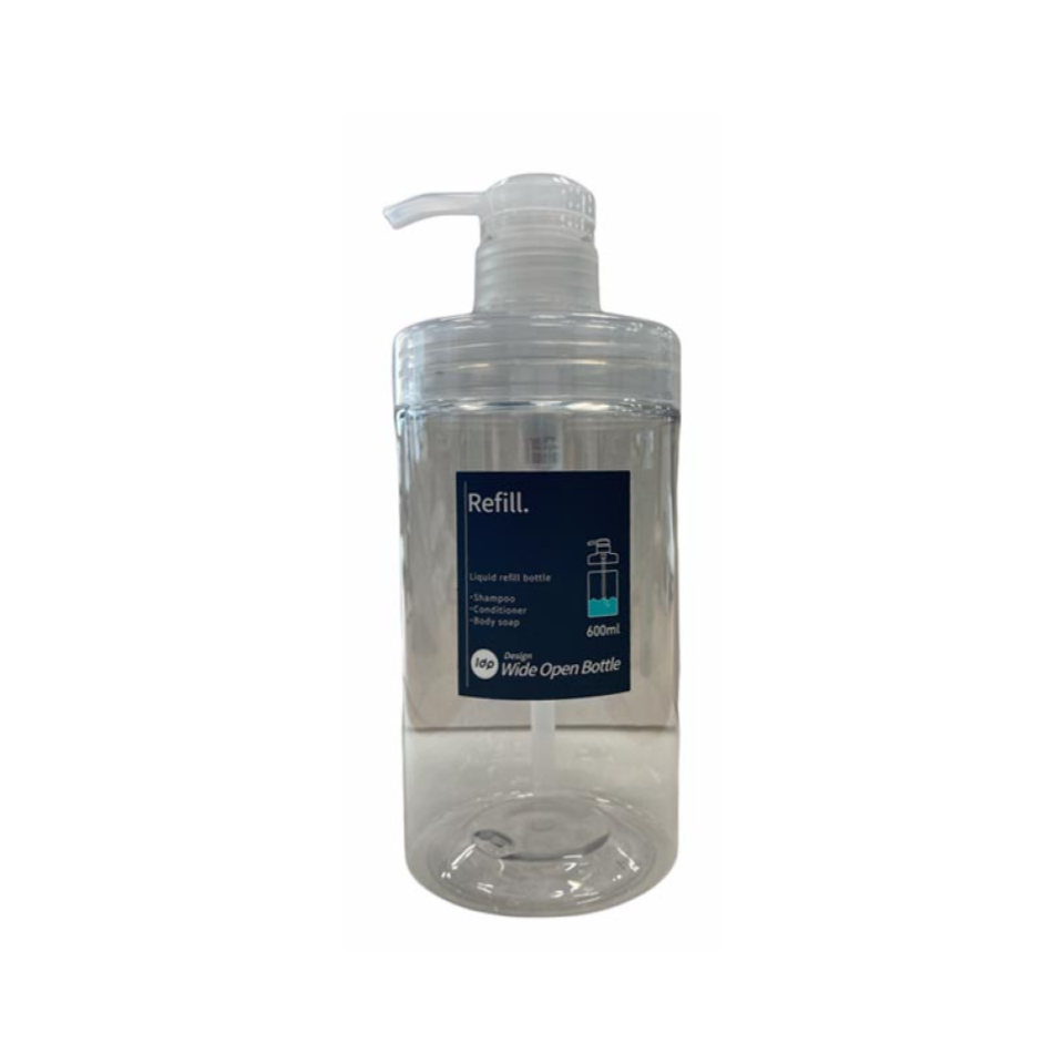 1DP Wide Mouthed Pump Bottle 600ml Round Clear