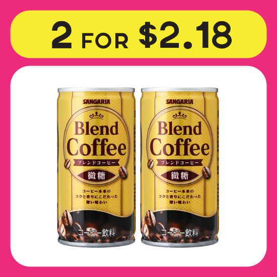 100yen for 2pcs Sangaria Blend Coffee Low Sugar 185g