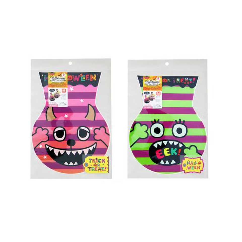 Halloween Wrapping Face Shaped Plastic Bag M Monster 5 Pieces 22cm x 17 cm