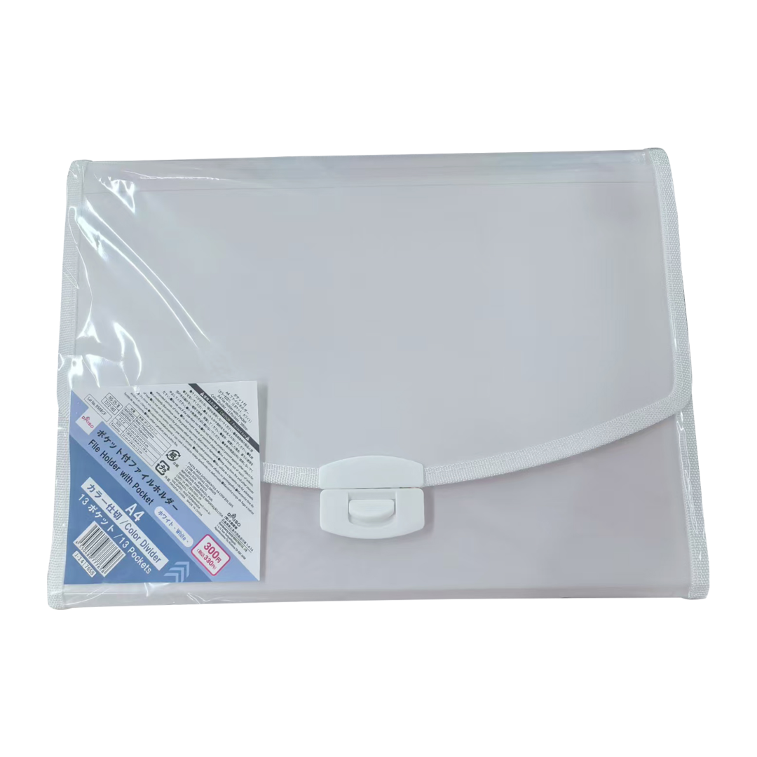 A4 File Holder with 13 Pocket Color Divider White