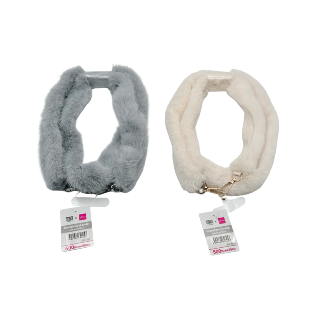 Smartphone Shoulder with Insert Sheet Eco Fur Grey/White