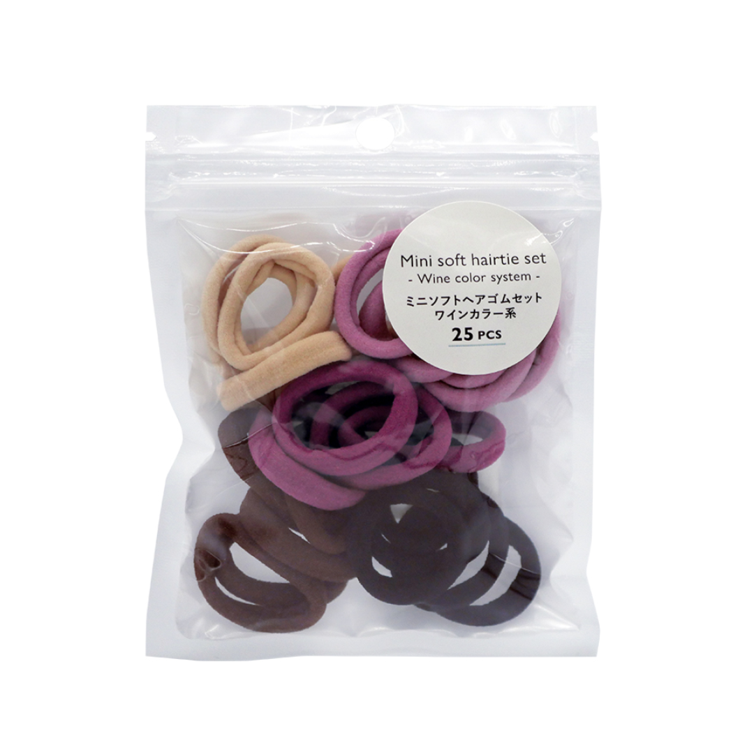 Mini Soft Hair Tie Set Wine Color System
