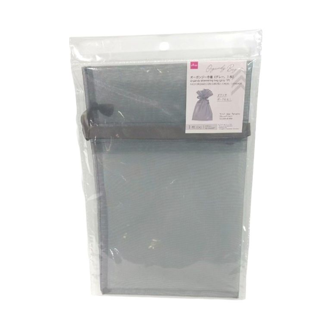 Organdy Drawstring Bag Gray 33cm x 21.5cm