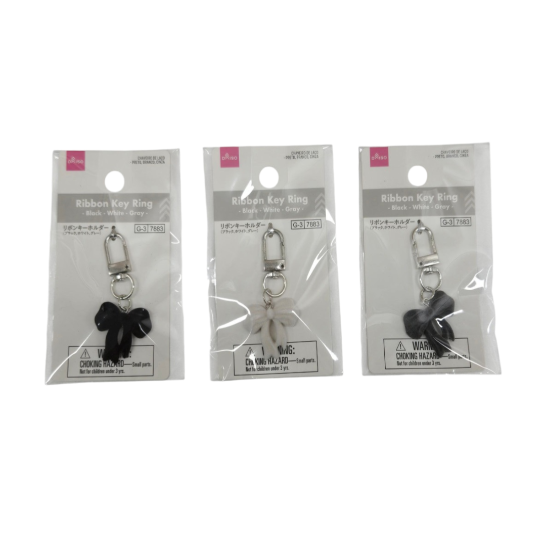 Ribbon Key Ring Black White/Gray