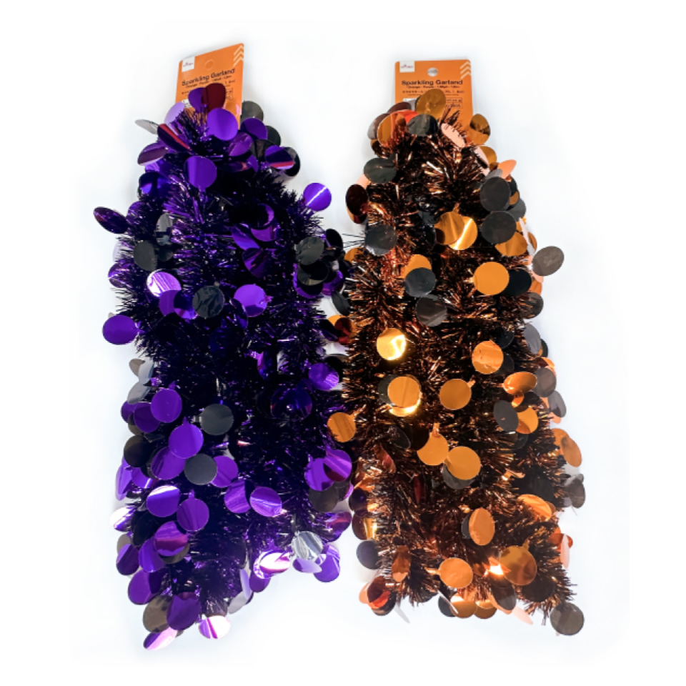 Halloween Sparkling Garland Orange Purple 1.8m