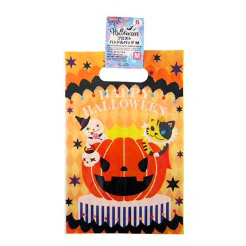 Halloween Wrapping Half Clear Plastic Handle Bag M 27x18cm 6PCS