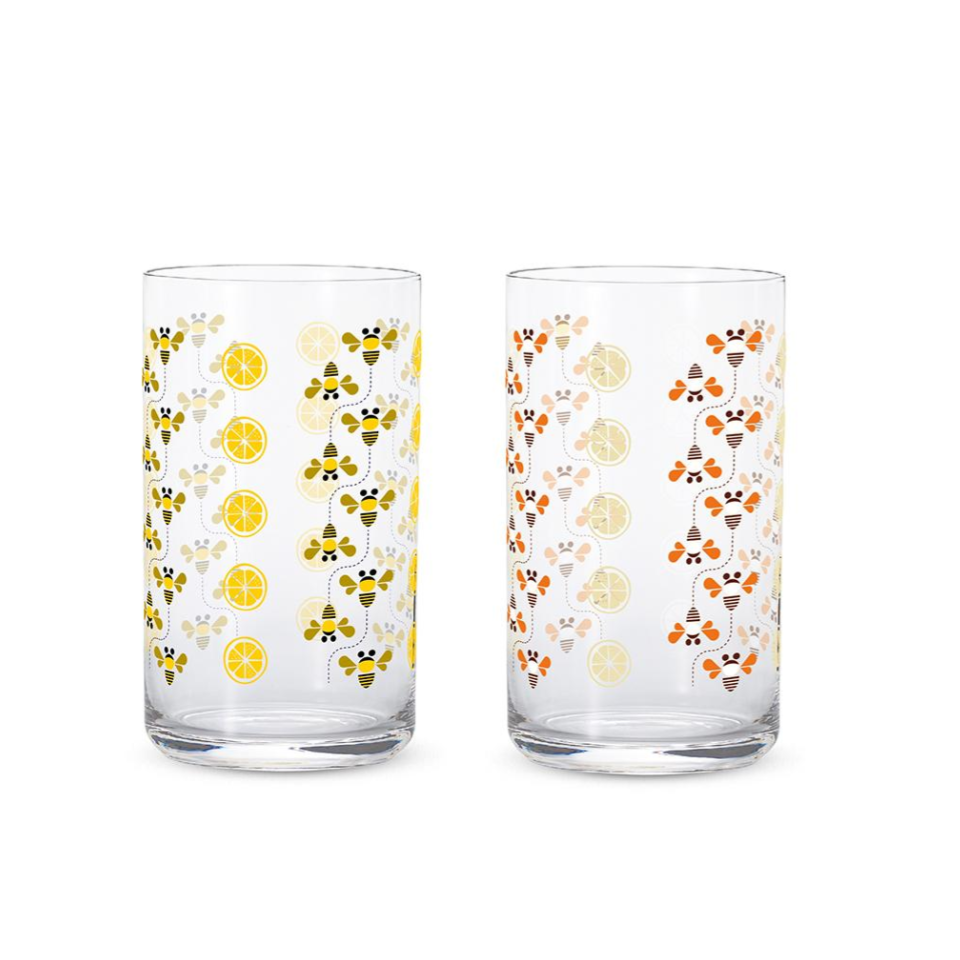 Oldie Glass Tumbler Honey Bee Yellow Orange 420ml