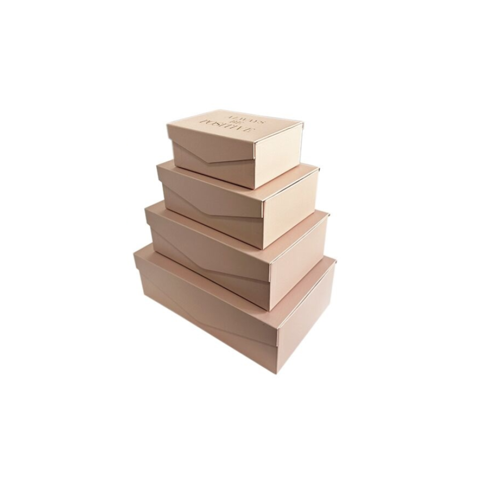 Paper Box with Lid 4 Sizes Rectangular Pink