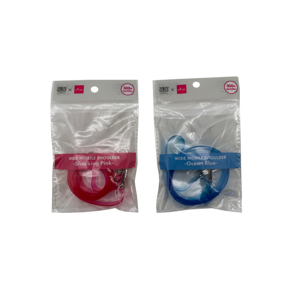 Wide Mobile Shoulder Strap with Card Pink/Blue