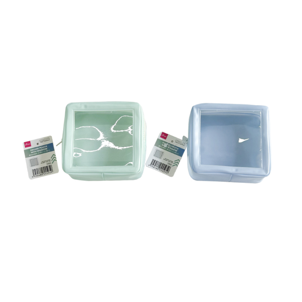 Square Pouch with Window Green/Blue