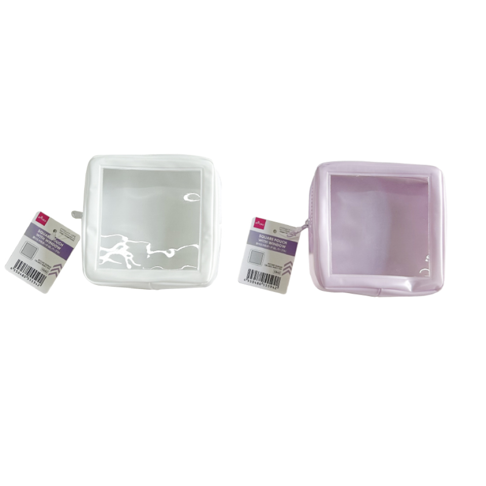 Square Pouch with Window White/Purple