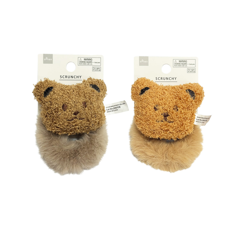 Eco Fur Fluffy Bear Scrunchy Brown/Mocha