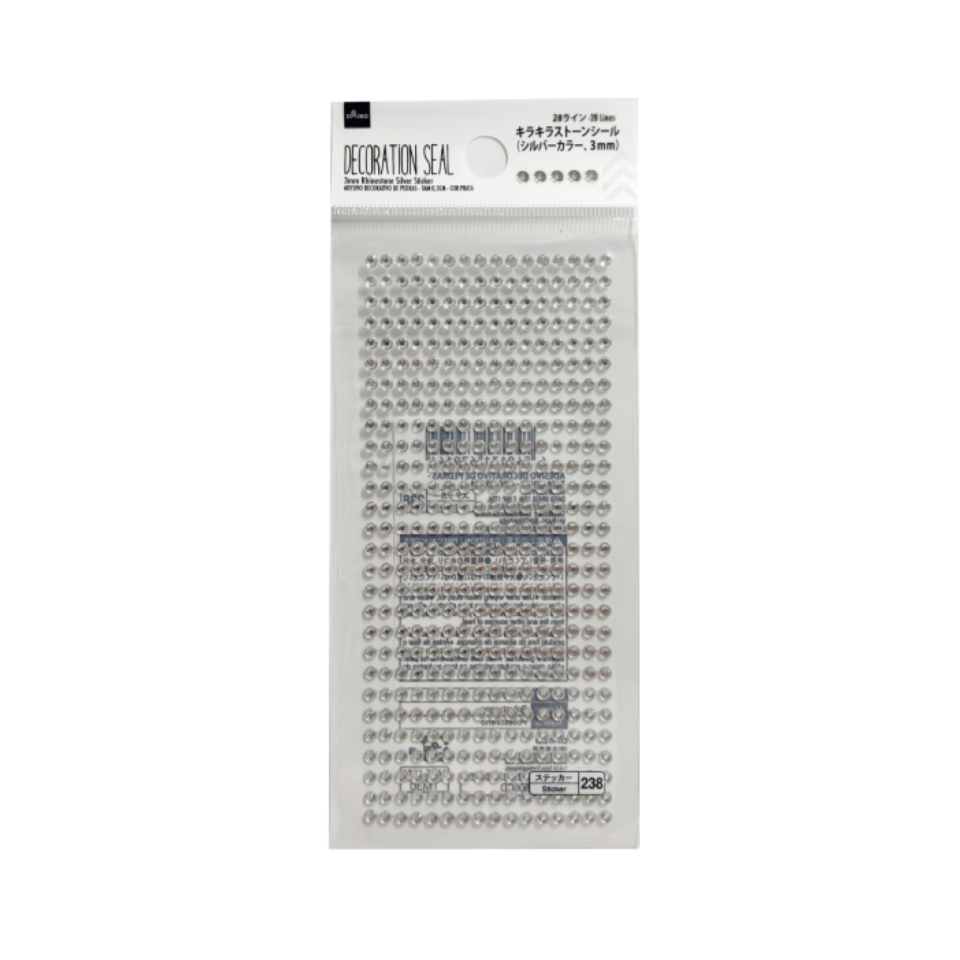 3mm Rhinestone Silver Sticker