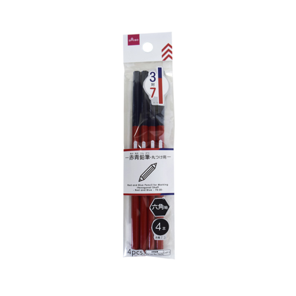Red and Blue Pencil for Marking Hexagonal Shaft