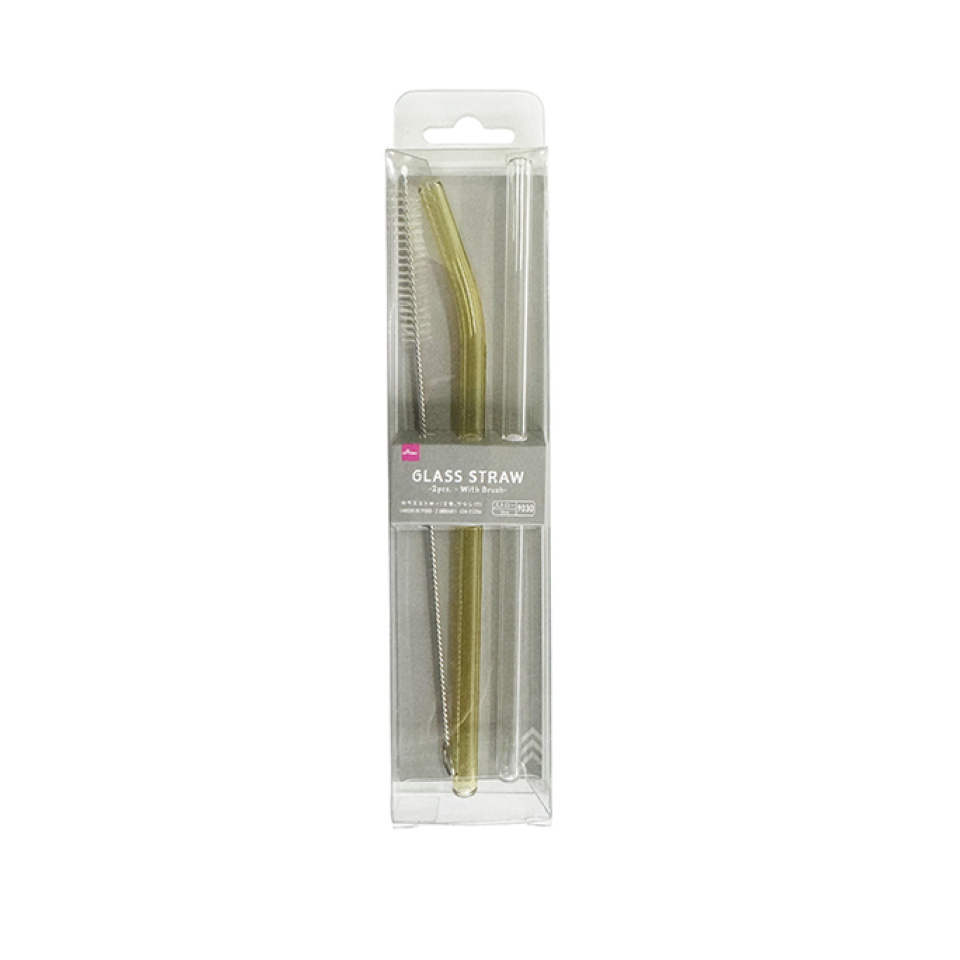 Glass Straw with Brush 2pcs