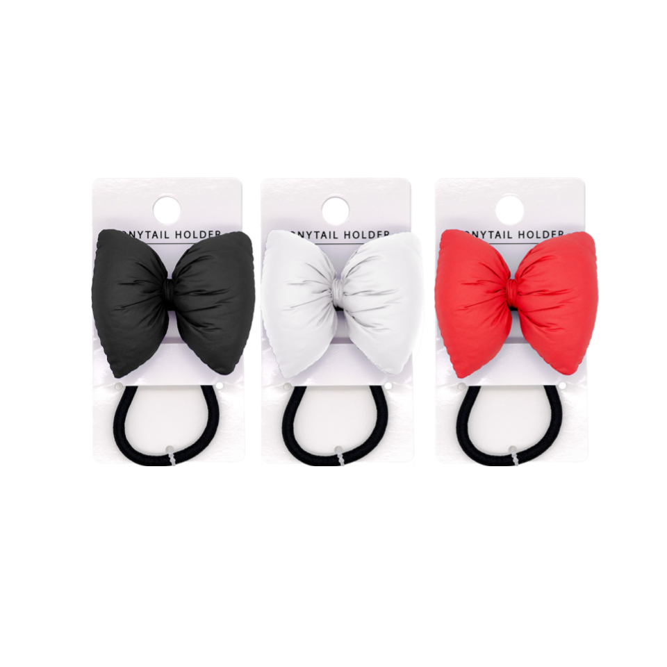 Balloon Ribbon Hair Pony Black/White/Red