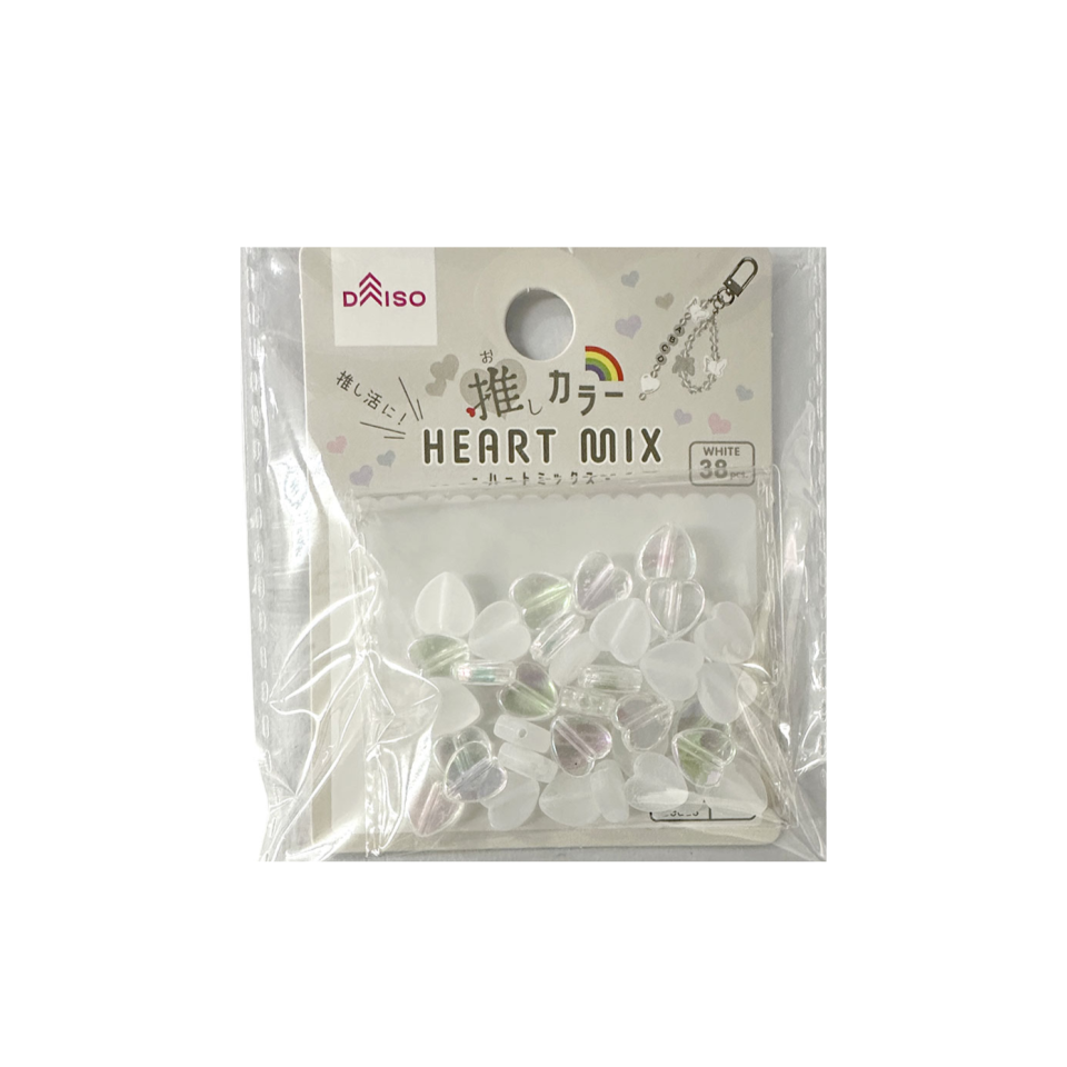 Heart Beads Mix White 38pcs