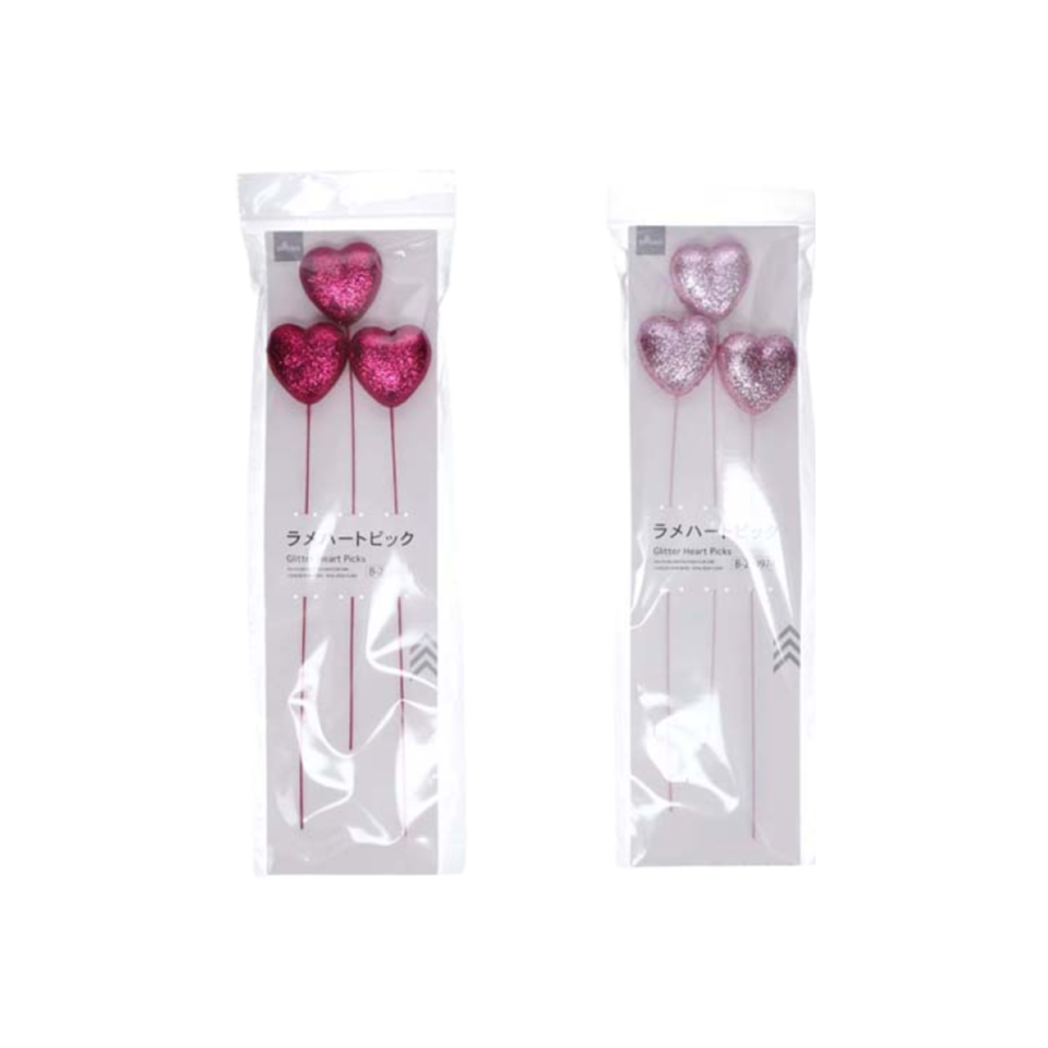 Glitter Heart Picks Pink/Light Pink