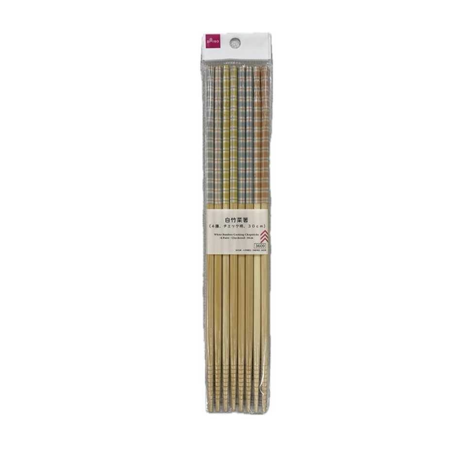 White Bamboo Cooking ChopsticksnCheckered 30cm