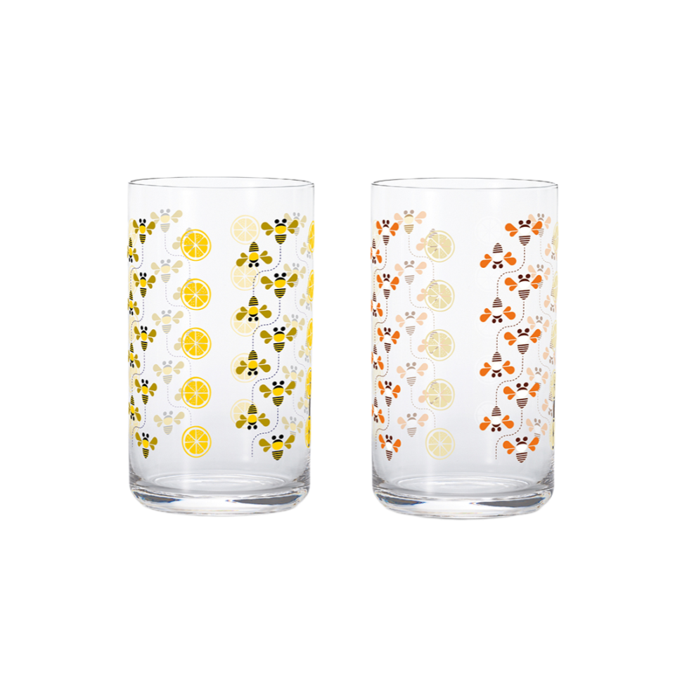 Oldie Glass Tumbler Honey Bee Yellow/Orange 420ml