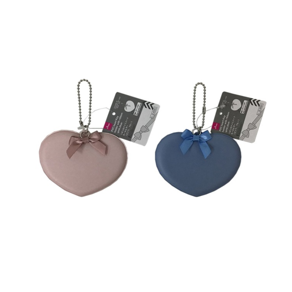 PVC Heart Key Holder with Ribbon Pink/Blue