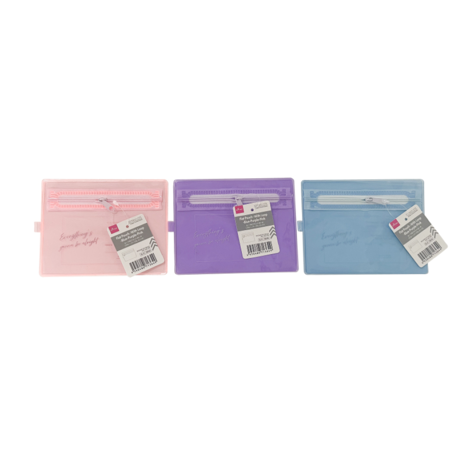Flat Pouch with Loop Blue/Purple/Pink