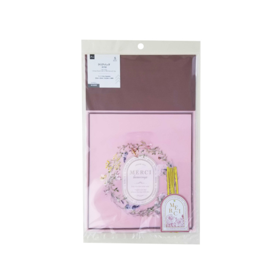 Clear Bags Antique Flower with Tag 21cm x 33cm