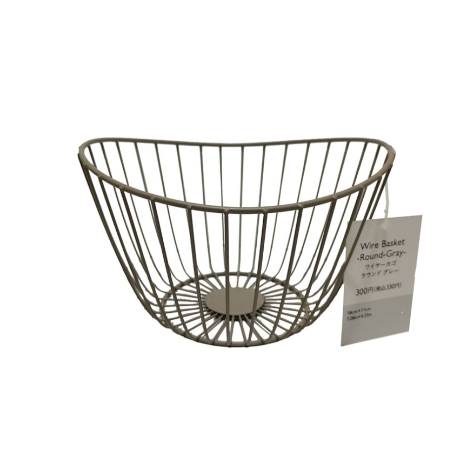 Wire Basket Round Gray