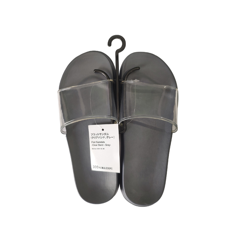 Flat Sandals Clear Band Gray EU 38