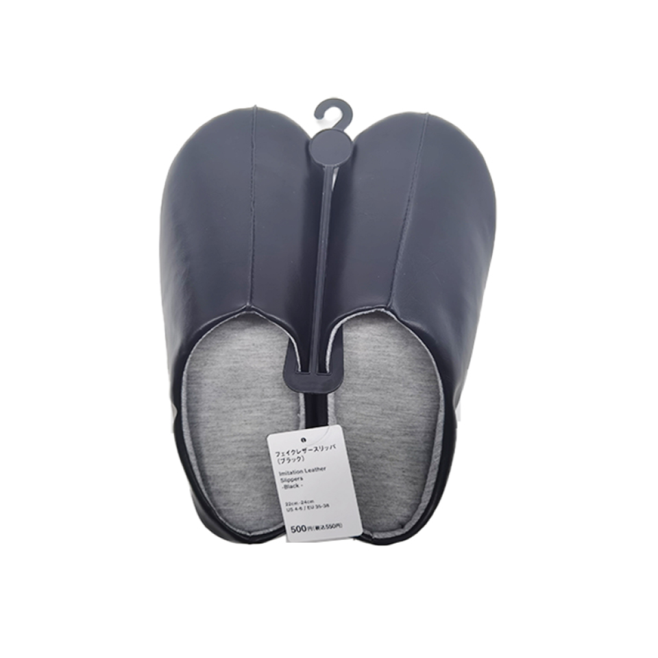 Imitation Leather Slippers Black EU 35-38