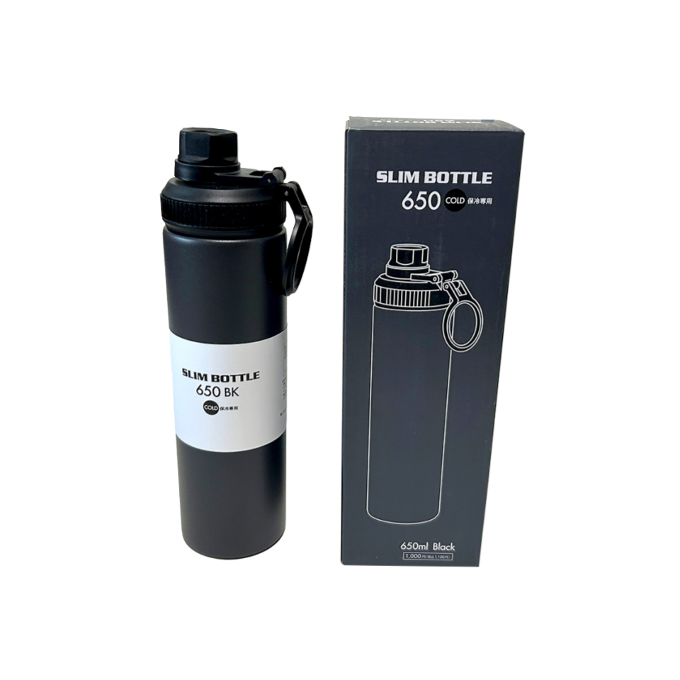 Slim Bottle Black 650ml