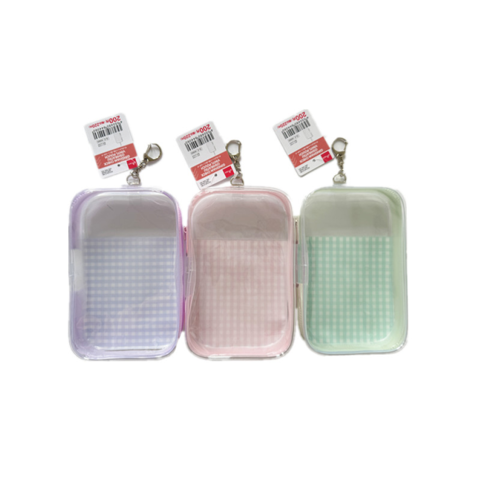 Gingham Check Oshikatsu Vinyl Pouch Purple/Green/Pink