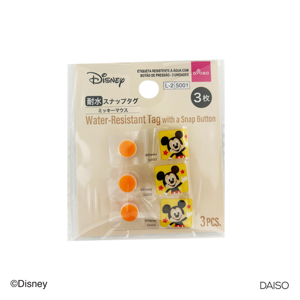 Water-Resistant Tag with a Snap Button Mickey Mouse