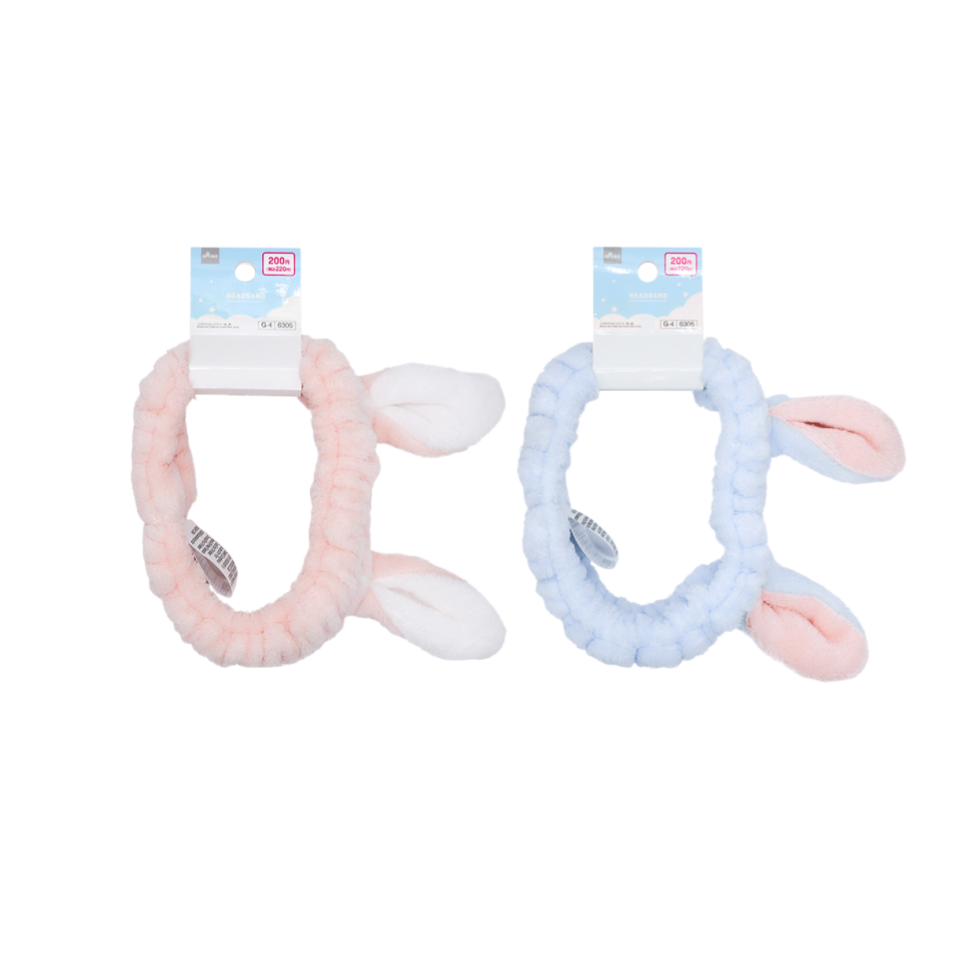 Bunny Ears Fluffy Hair Band Pink/Blue