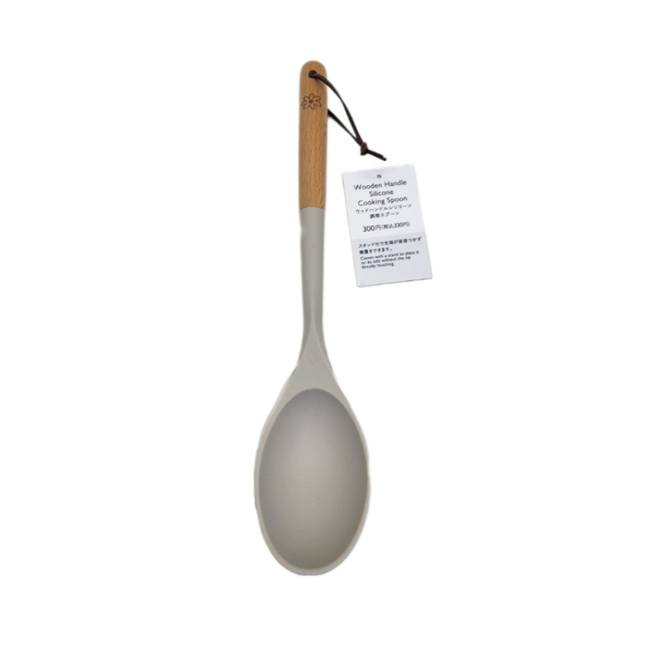 Silicone Cooking Spoon with Wooden Handle