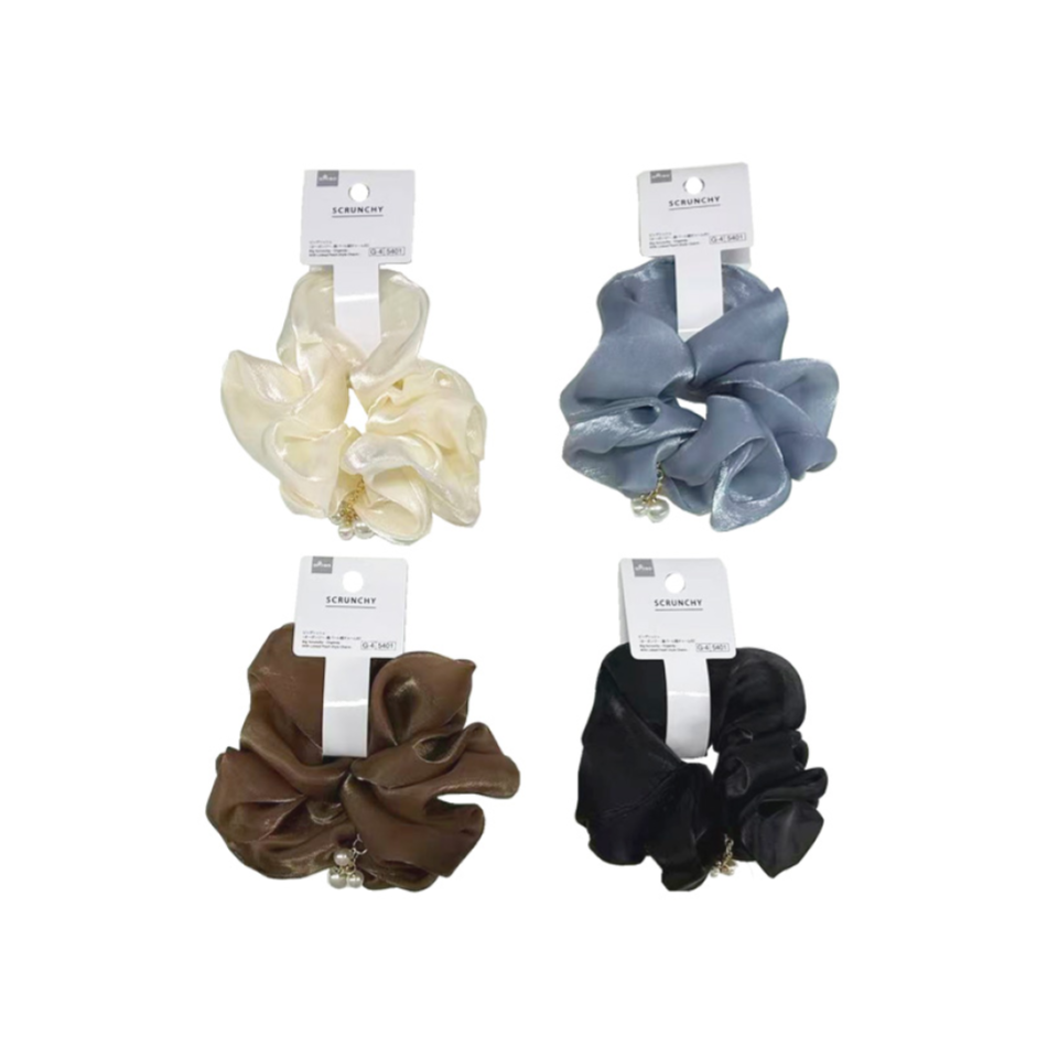 Big Scrunchy Organdy with Linked Pearl Style Charm
