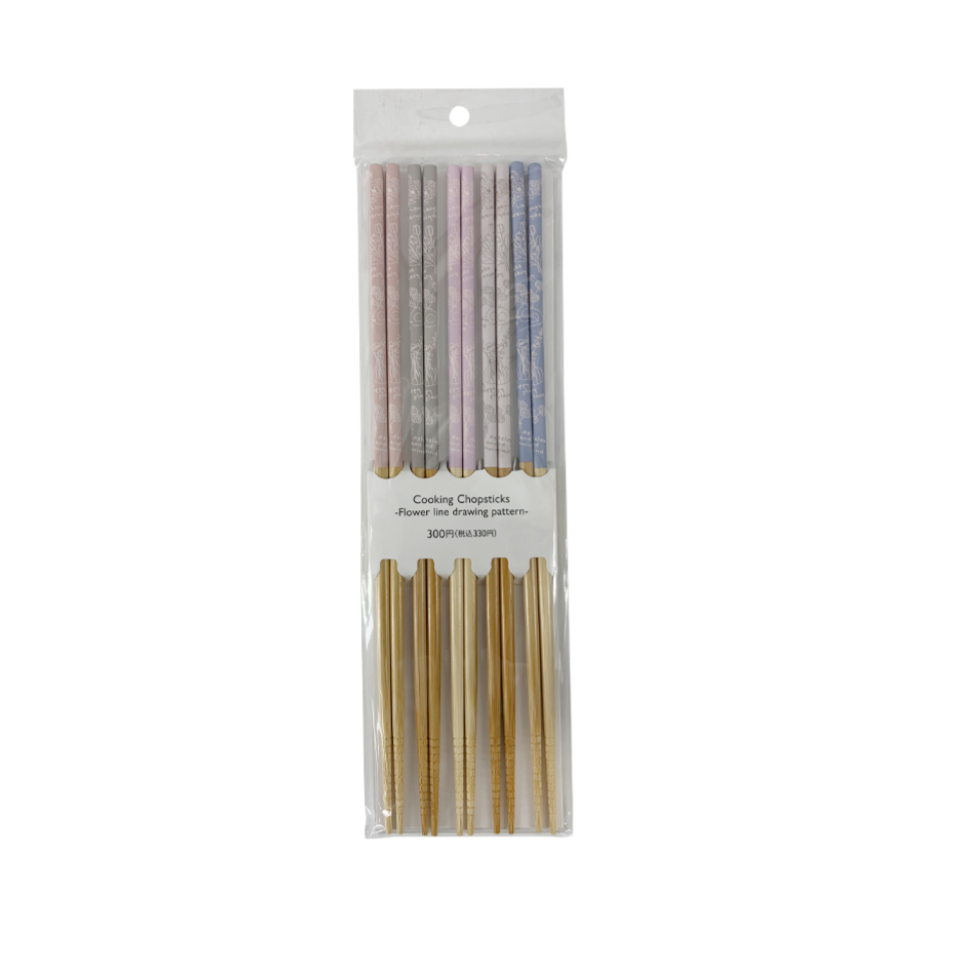 Cooking Chopsticks Flower Line Drawing Pattern