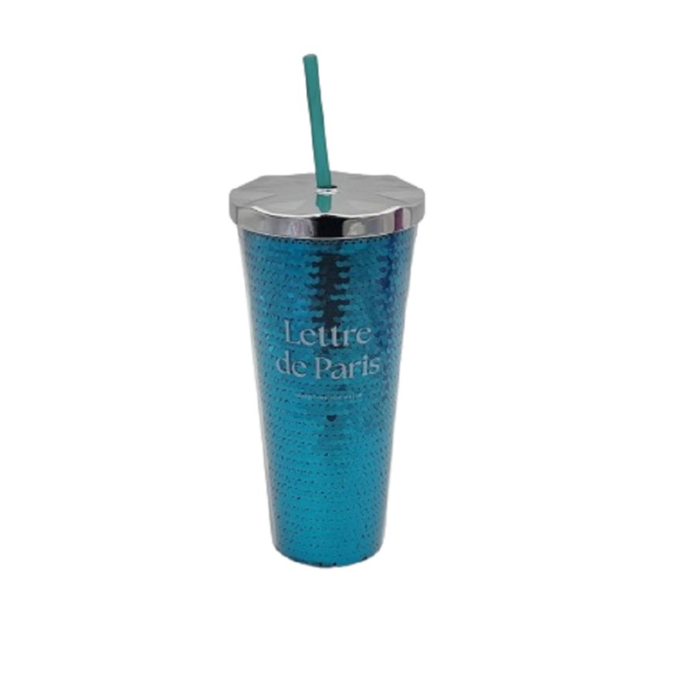 Design Tumbler with Straw 715ml Blue