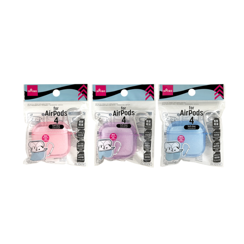 Soft Clear Case AirPods 4 with Carabiner Pastel Color